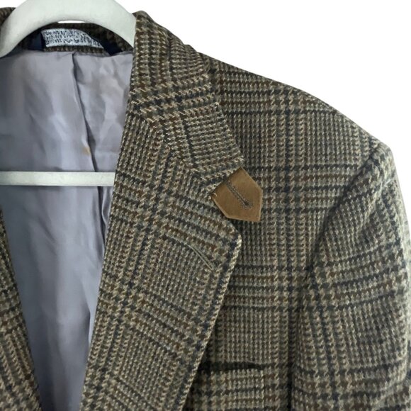 Lands End Men's Wool Blazer W/ Elbow Patches 42R Plaid Tailored Fit  Academia - Picture 8 of 12